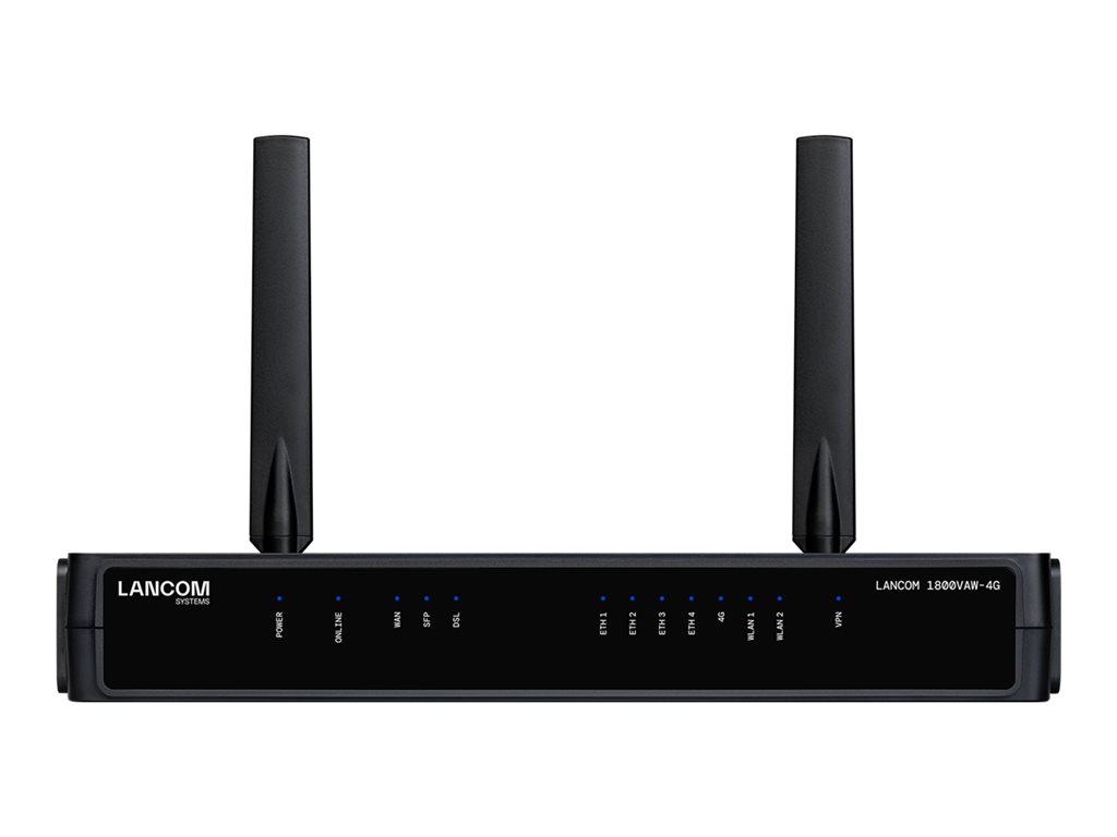 LANCOM 1800VAW-4G - SD-WAN-Gateway - mit VDSL - 5 Anschlüsse - Wi-Fi 6 - 4G, 3G - 2.4 GHz, 5 GHz - LTE B1 / B3 / B7 / B8 / B20 / B28 / B32 / B38 / B40 / B41 / B42 / B43 - für LANCOM SFP-AON-1, SFP-BiDi1550, CO1, SFP-GPON-1, SFP-LX-LC10, SFP-SX2-LC1, SFP-S